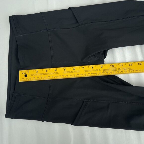 Lululemon Wunder Under Workout Crop Leggings Side Pockets Mid-Rise Black Women 4 - Picture 9 of 12